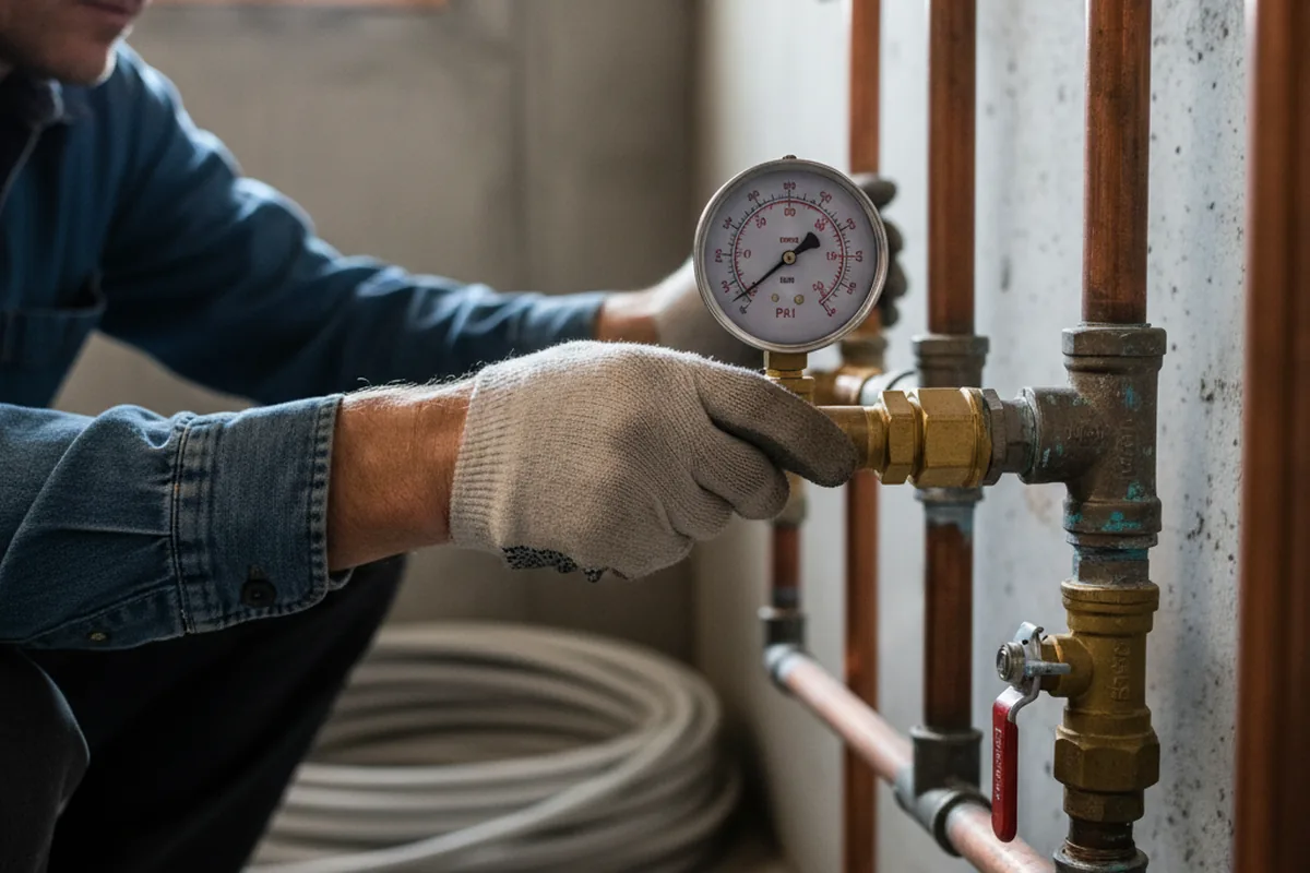 Pressure testing a repaired line during Water Line Repair in Connell